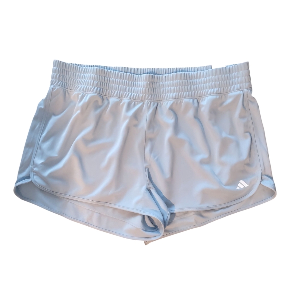 Adidas Pacer Shorts Regular Fit 3" Inseam Light Blue NWT - Picture 2 of 13